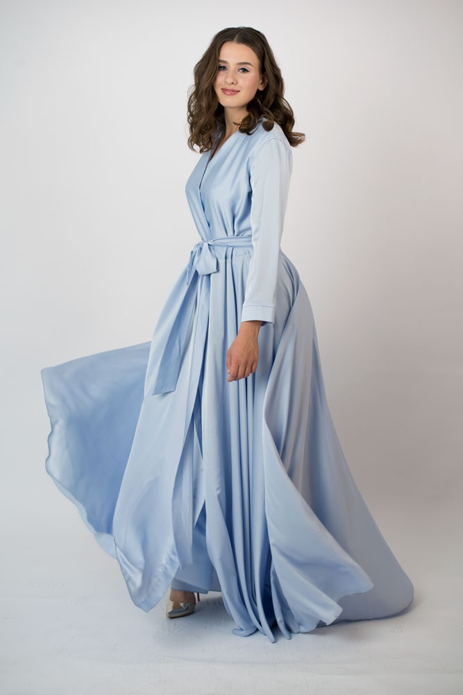 Голубое платье-халат Инди
