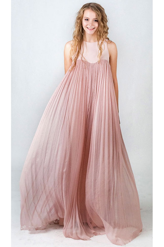 Зефирное розовое платье в пол