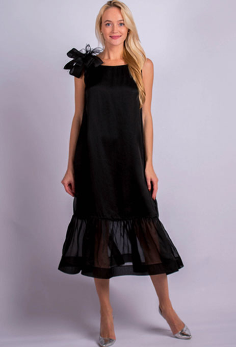 Черное платье из шелковой органзы