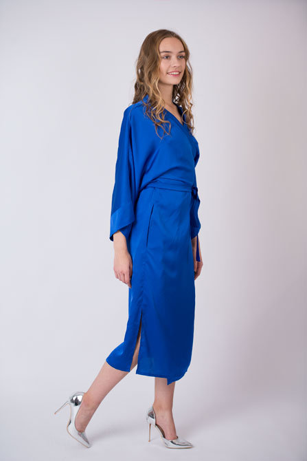 Синее платье - халат миди Кин