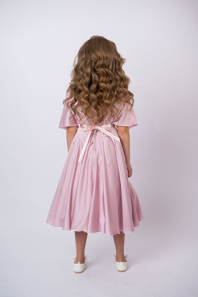 Детское розовое атласное платье Дайна